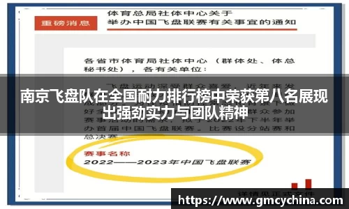 南京飞盘队在全国耐力排行榜中荣获第八名展现出强劲实力与团队精神